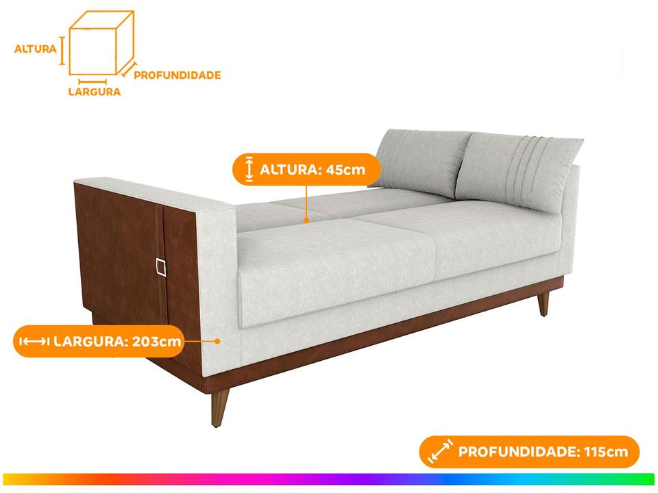 Sofá-cama 3 Lugares Casal Reclinável Facto e Linho Matrix Esther - 4