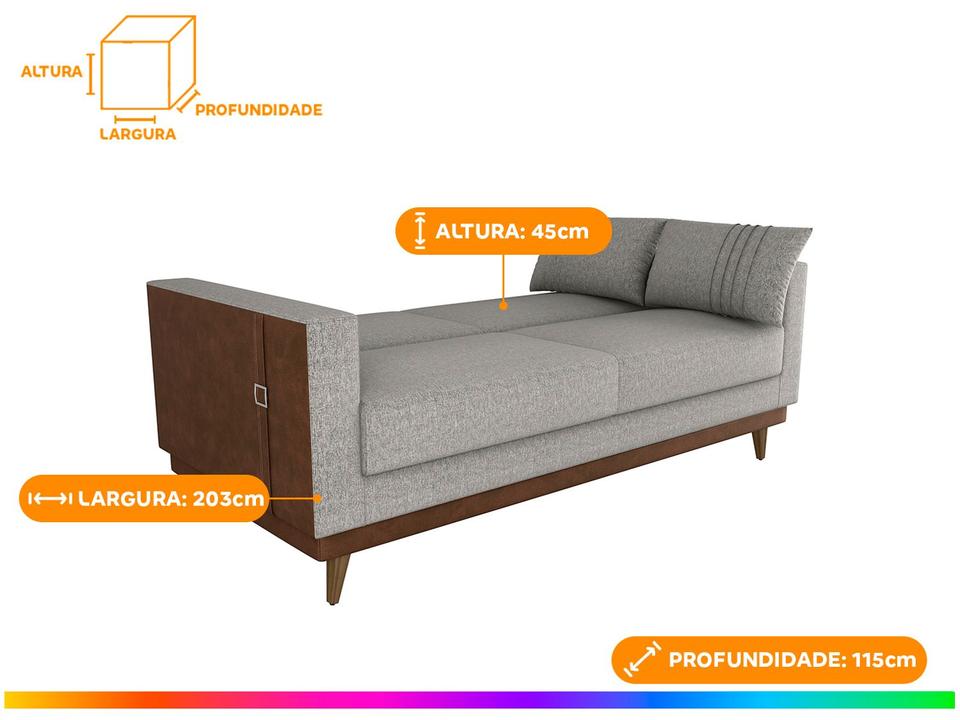Sofá-cama 3 Lugares Casal Reclinável Facto e Linho Matrix Esther - 4