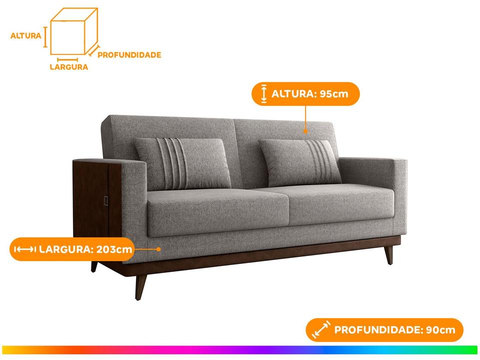 Sofá-cama 3 Lugares Casal Reclinável Facto e Linho Matrix Esther - 3