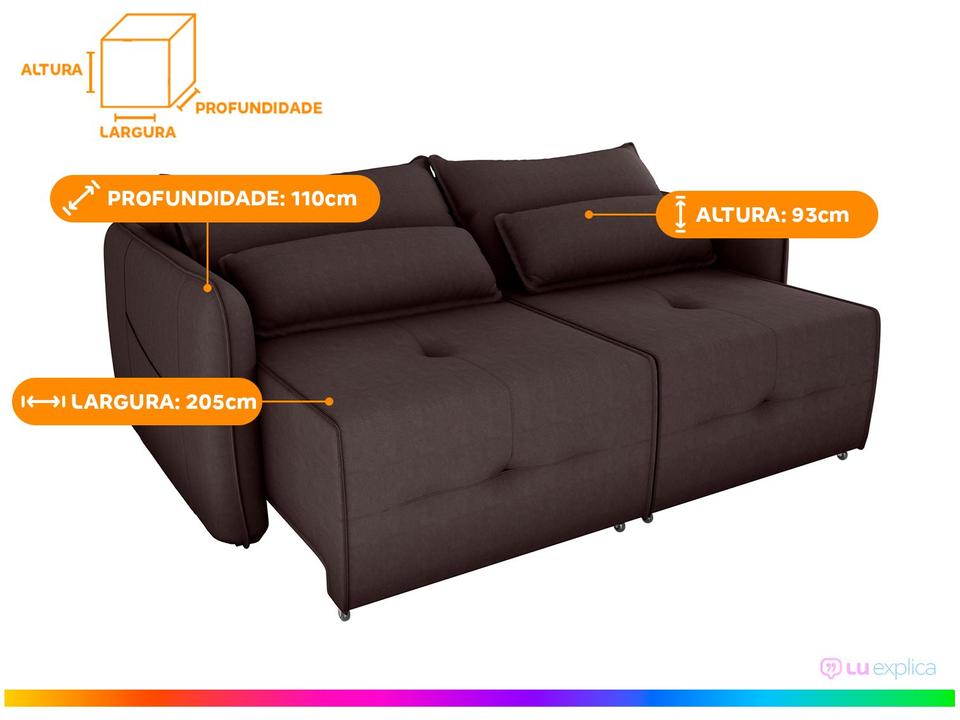 Sofá-cama 3 Lugares Casal Reclinável Veludo Matrix Celine - 2