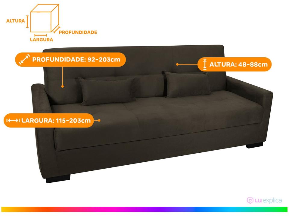 Sofá-cama 3 Lugares Casal Reclinável Veludo Matrix Lavínia - 2