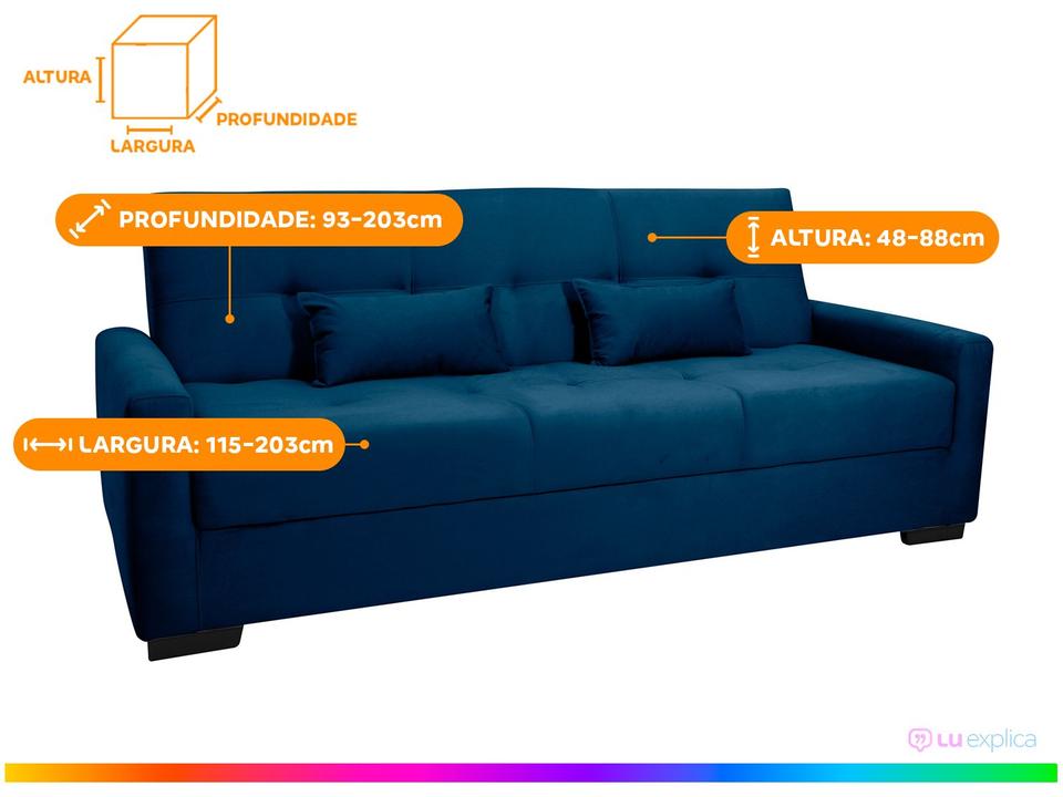 Sofá-cama 3 Lugares Casal Reclinável Veludo Matrix Lavínia - 2