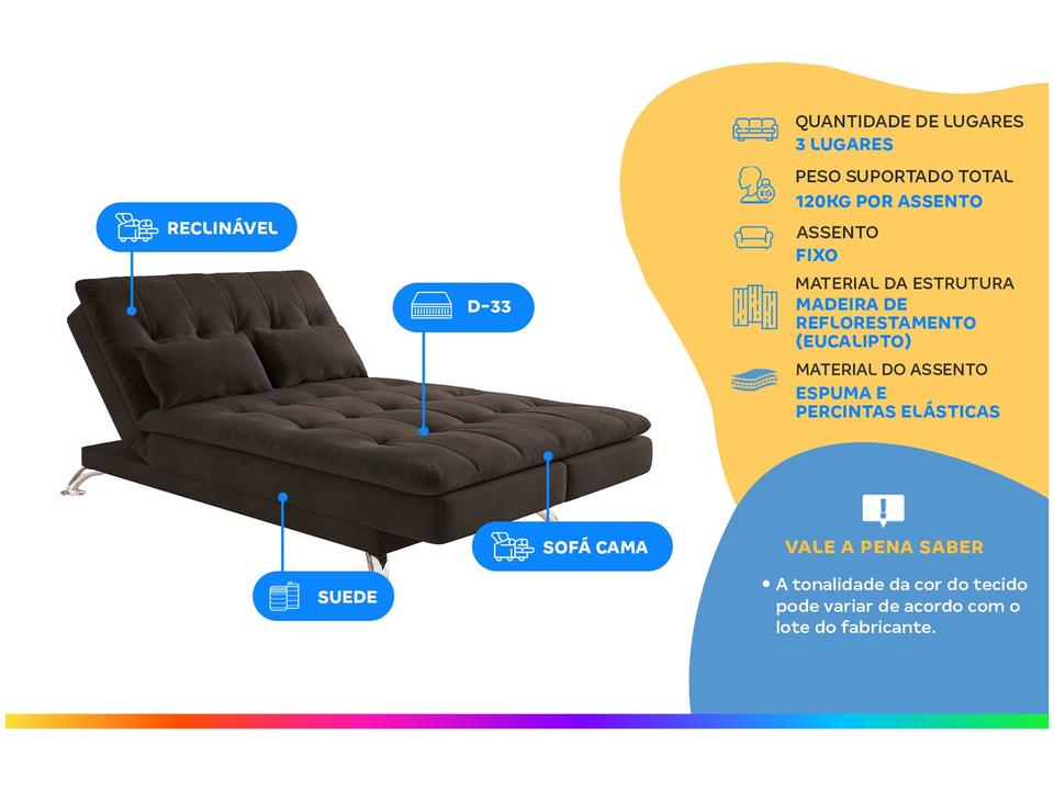 Sofá-cama 3 Lugares Reclinável Linoforte Jade - 1