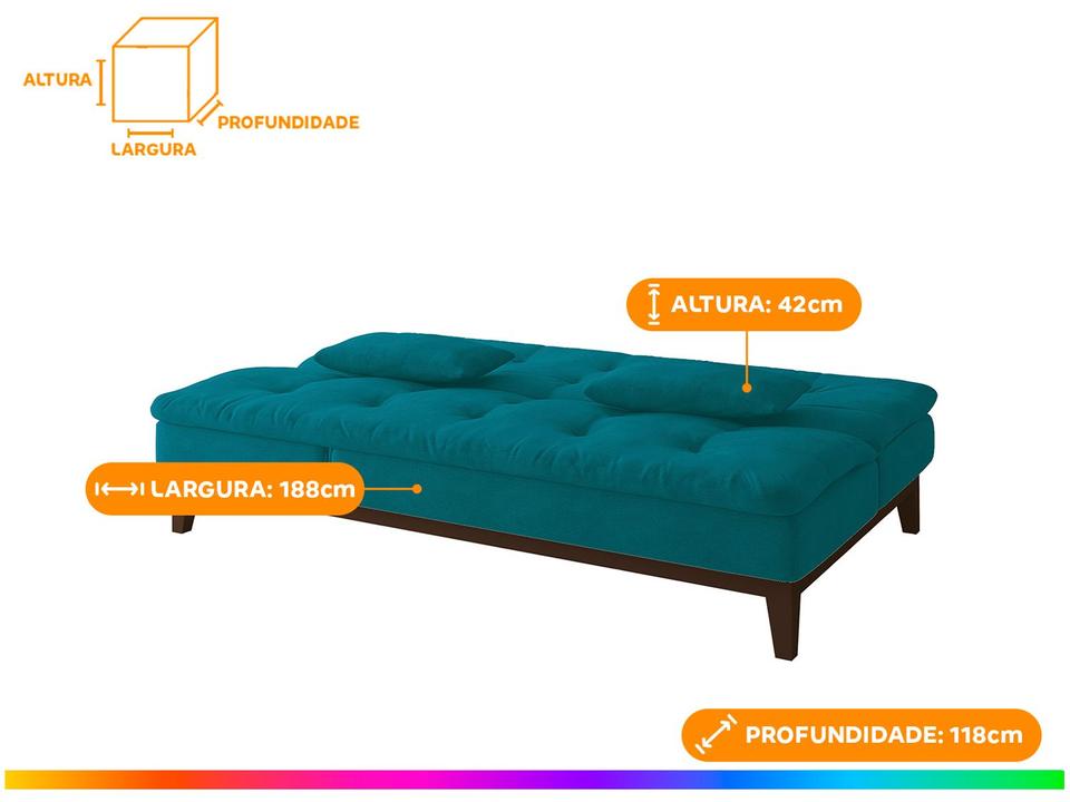 Sofá-cama 3 Lugares Reclinável Suede Linoforte Jade - 4