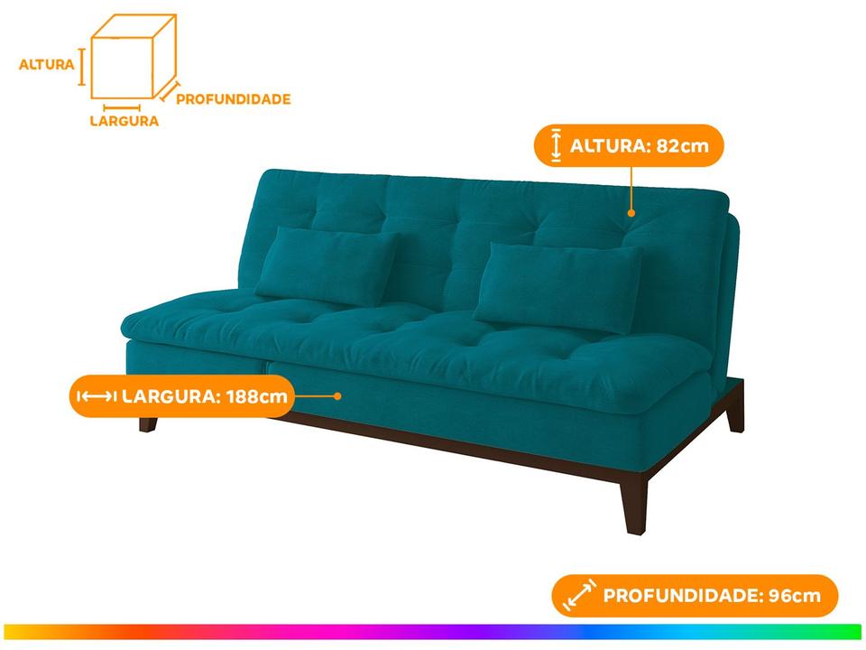 Sofá-cama 3 Lugares Reclinável Suede Linoforte Jade - 3