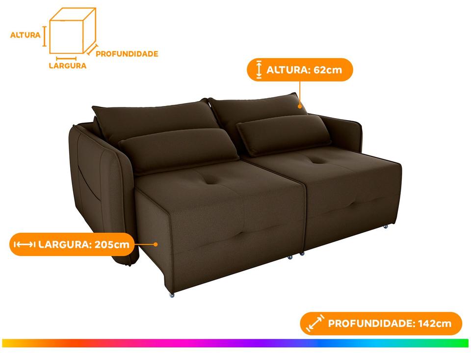 Sofá-cama 3 Lugares Retrátil Bipartido Reclinável Veludo Matrix Celine - 3