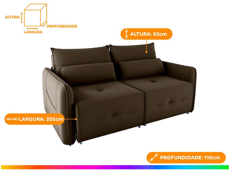 Sofá-cama 3 Lugares Retrátil Bipartido Reclinável Veludo Matrix Celine - 2
