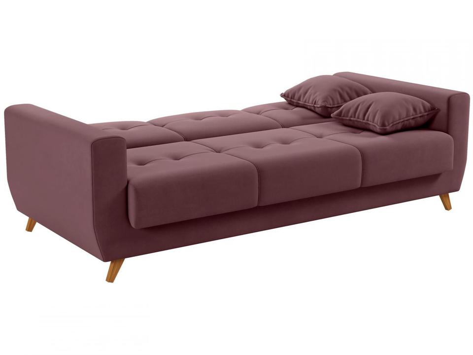 Sofá-cama Casal 3 Lugares com Baú Reclinável Veludo Matrix Pâmela - 3