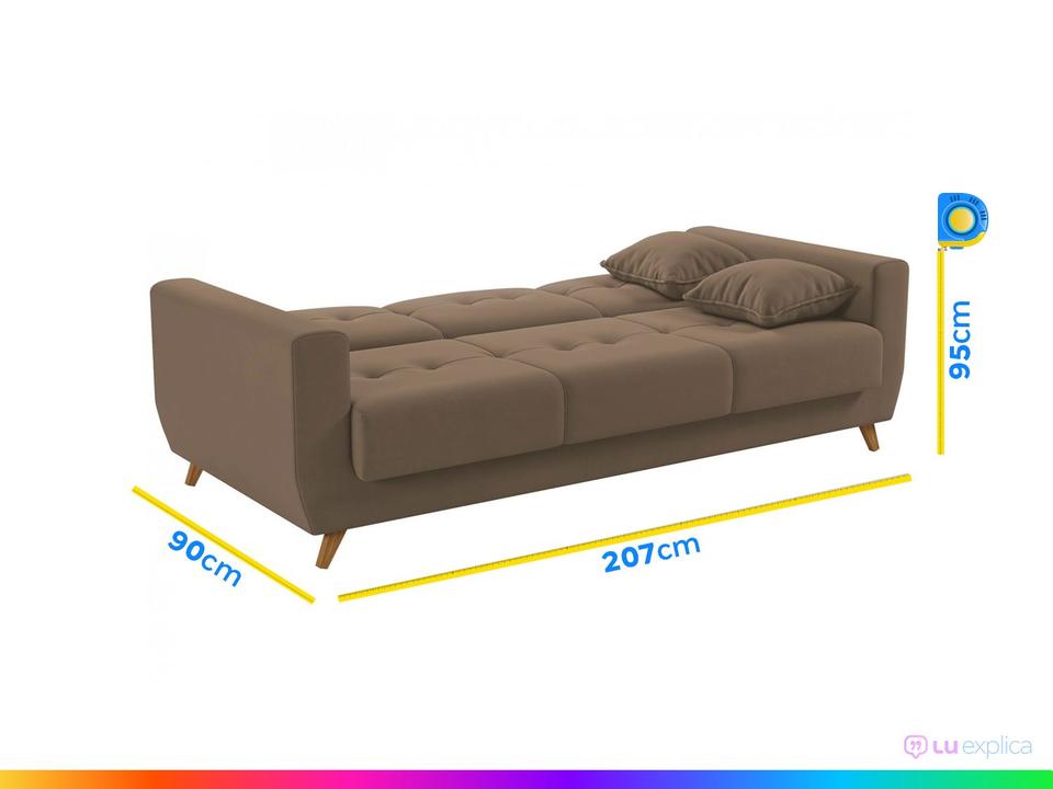 Sofá-cama Casal 3 Lugares com Baú Reclinável Veludo Matrix Pâmela - 2