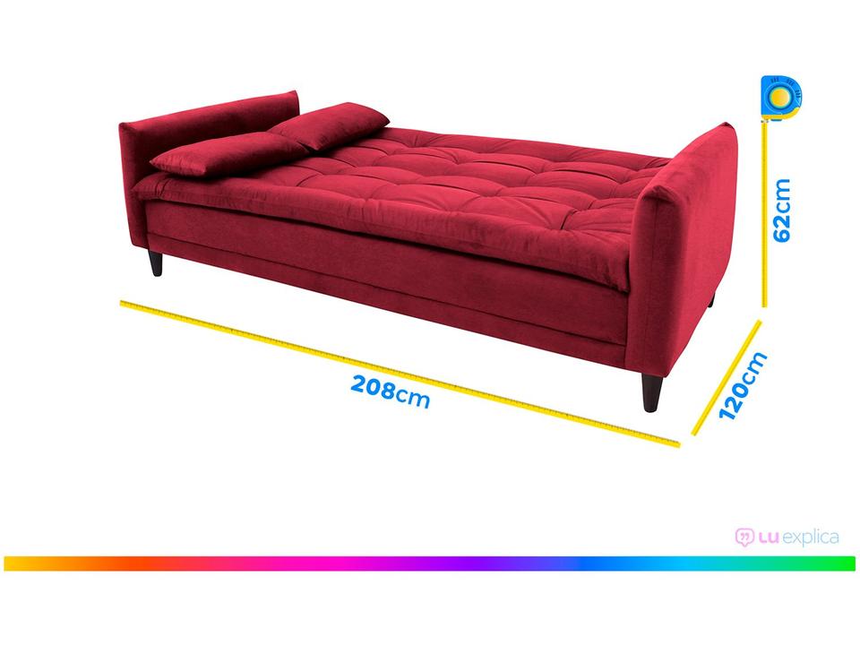 Sofá-cama Casal 3 Lugares Reclinável Suede Linoforte Estela - 2