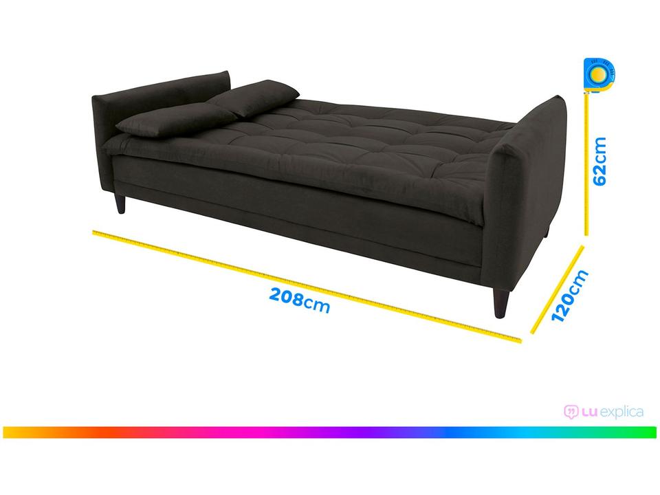 Sofá-cama Casal 3 Lugares Reclinável Suede Linoforte Estela - 2