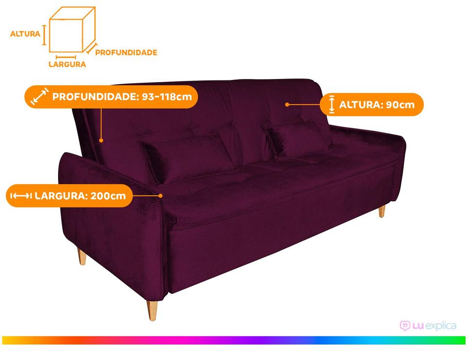Sofá-cama Casal 3 Lugares Reclinável Suede Matrix Donna - 2