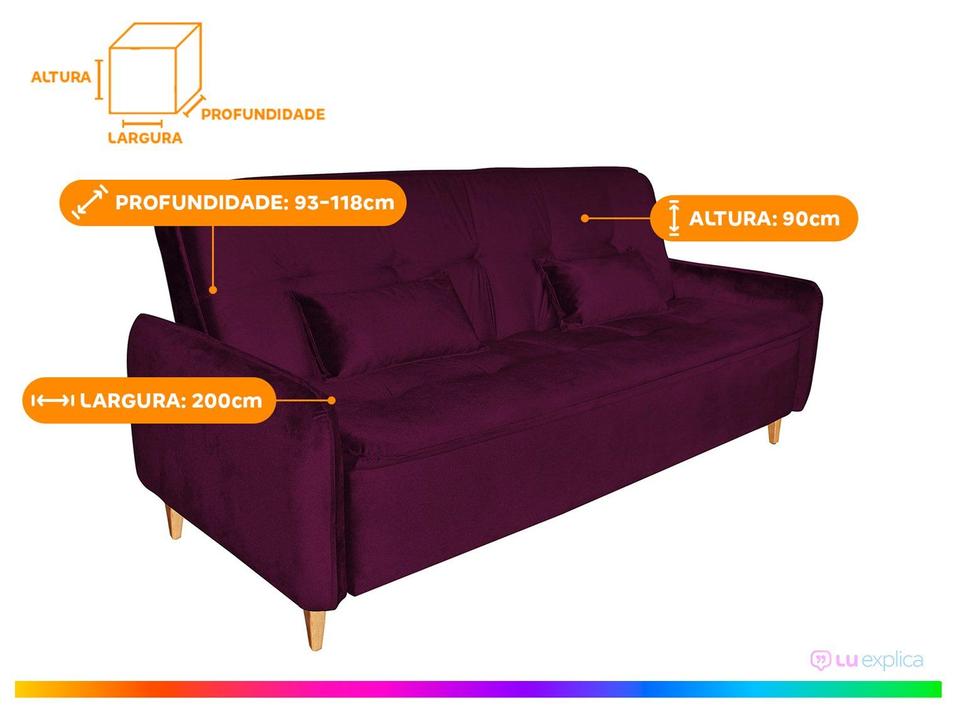 Sofá-cama Casal 3 Lugares Reclinável Suede Matrix Donna - 4