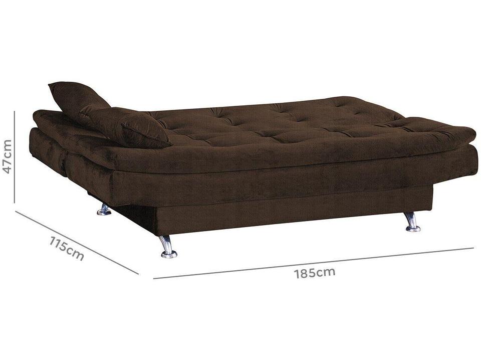 Sofá-cama Casal 3 Lugares Reclinável Veludo Light Matrix Salomé - 6