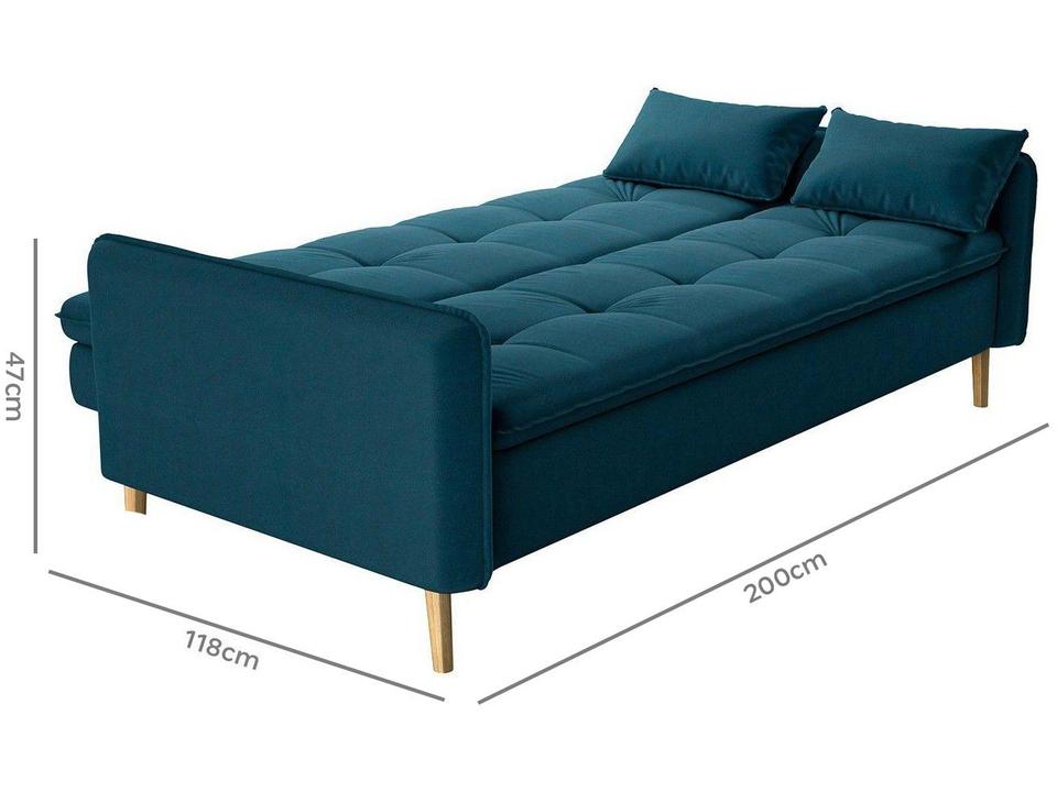 Sofá-cama Casal 3 Lugares Reclinável Veludo - 7