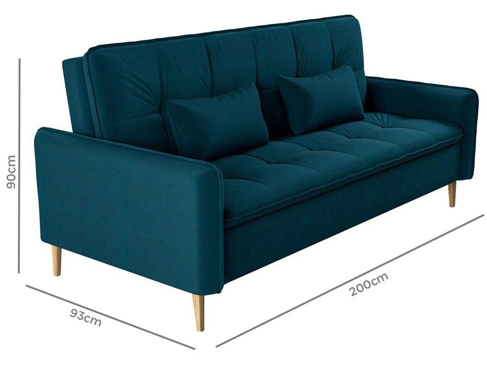 Sofá-cama Casal 3 Lugares Reclinável Veludo - 6