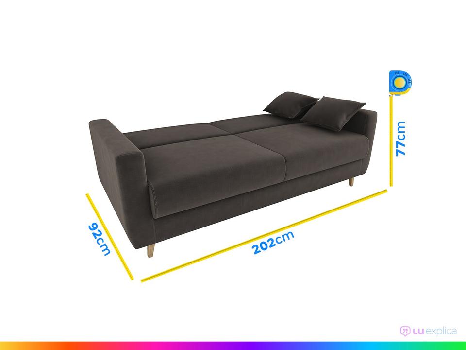 Sofá-cama Casal 3 Lugares Reclinável Veludo Matrix Emília - 2