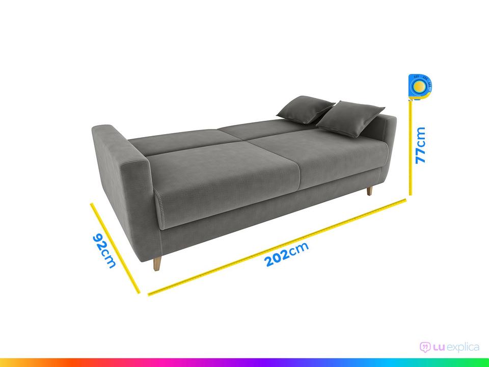 Sofá-cama Casal 3 Lugares Reclinável Veludo Matrix Emília - 2
