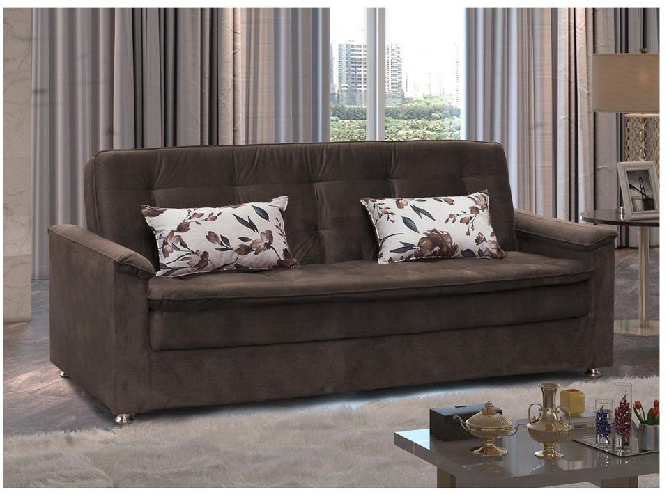 Sofá-cama Casal 3 Lugares Reclinável Veludo - 4