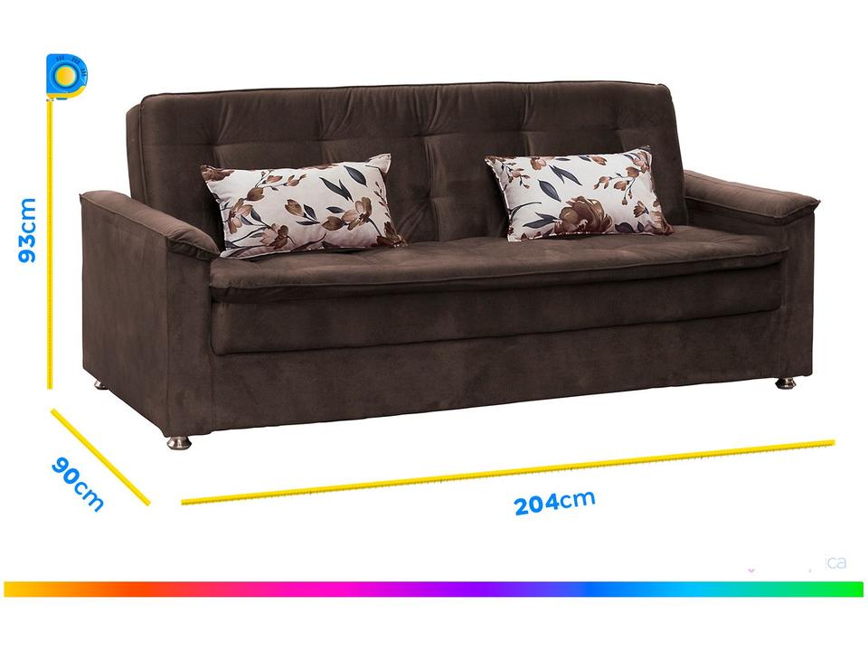 Sofá-cama Casal 3 Lugares Reclinável Veludo - 2
