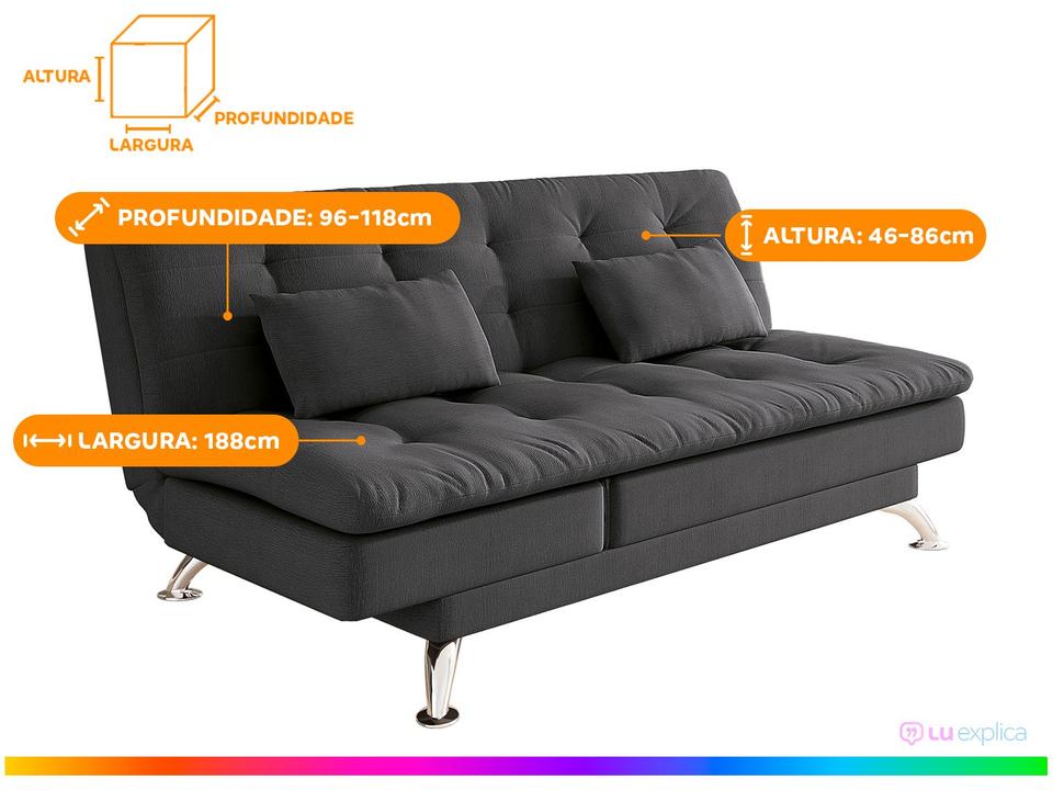 Sofá-cama Casal 3 Lugares Suede Linoforte Jade A2 - 2