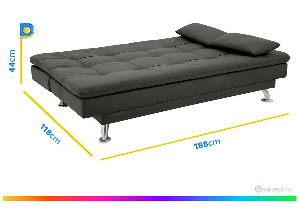 Sofá-cama Casal Reclinável Suede Linoforte Yasmin - 3