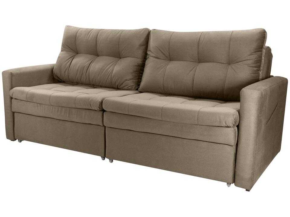 Sofá-cama Lugares Retrátil Bipartido Reclinável Veludo Matrix Nayla - 4