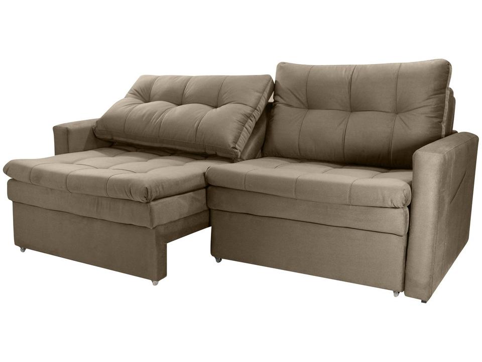 Sofá-cama Lugares Retrátil Bipartido Reclinável Veludo Matrix Nayla - 6