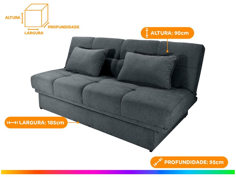 Sofá-cama Lugares Retrátil com Baú Reclinável Veludo Sany - 2