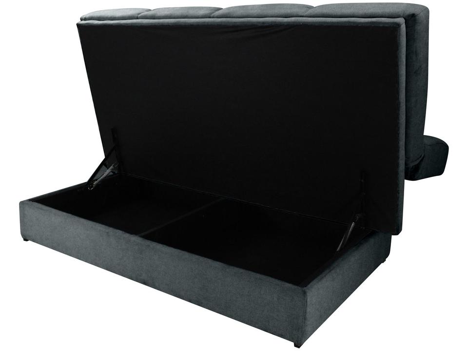 Sofá-cama Lugares Retrátil com Baú Reclinável Veludo Sany - 4