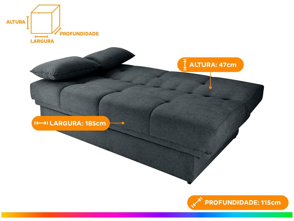 Sofá-cama Lugares Retrátil com Baú Reclinável Veludo Sany - 3