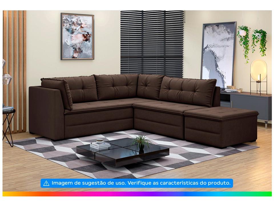 Sofá de Canto 6 Lugares com Puff Veluplus Vegas - 3