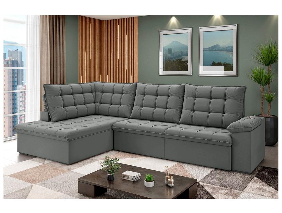 Sofá de Canto 6 Lugares Retrátil Reclinável Suede Veludo Dallas Flexforma Estofados - 2