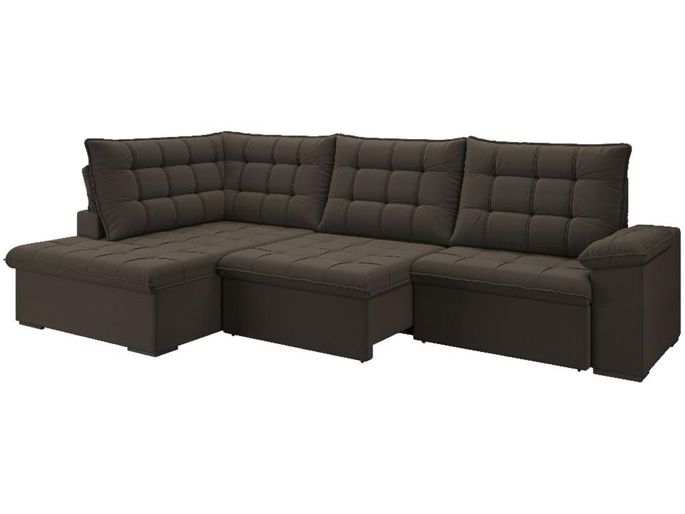 Sofá de Canto 6 Lugares Retrátil Reclinável Suede Veludo Dallas Flexforma Estofados - 4