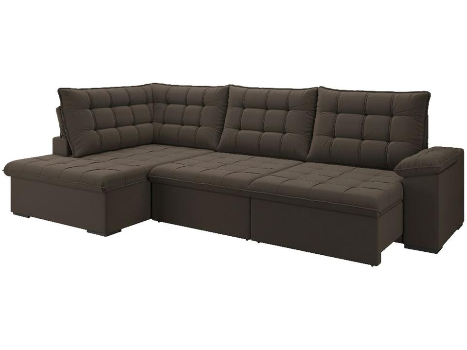 Sofá de Canto 6 Lugares Retrátil Reclinável Suede Veludo Dallas Flexforma Estofados - 3