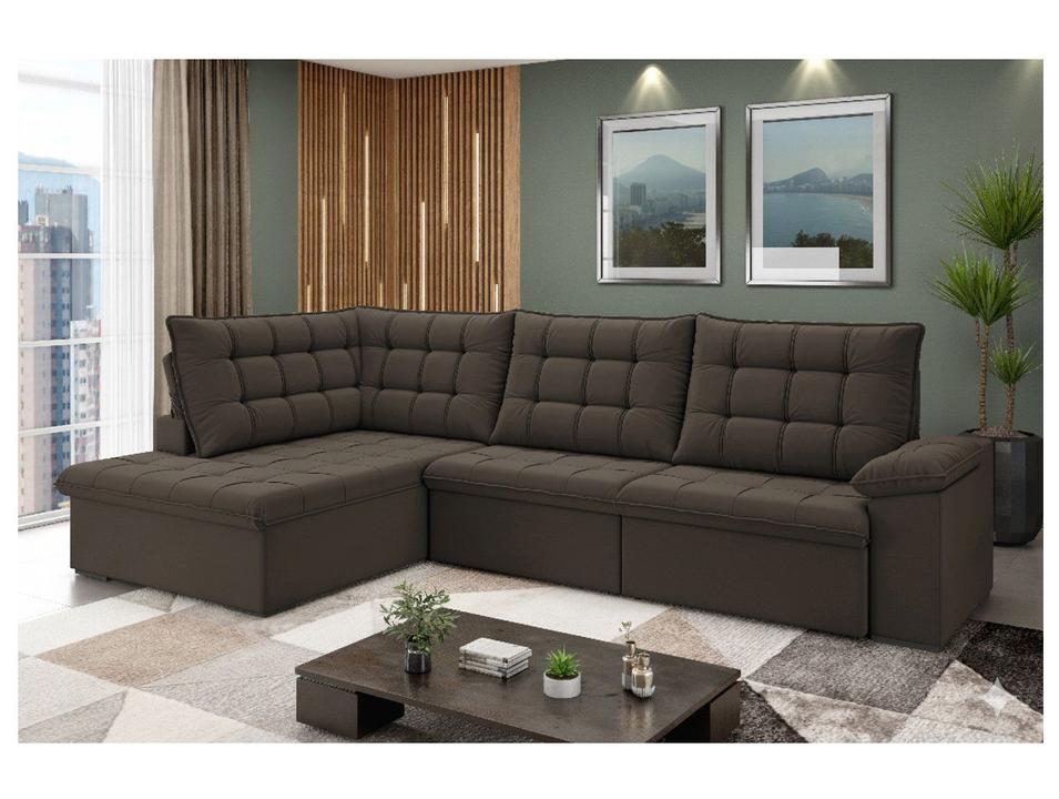 Sofá de Canto 6 Lugares Retrátil Reclinável Suede Veludo Dallas Flexforma Estofados - 8