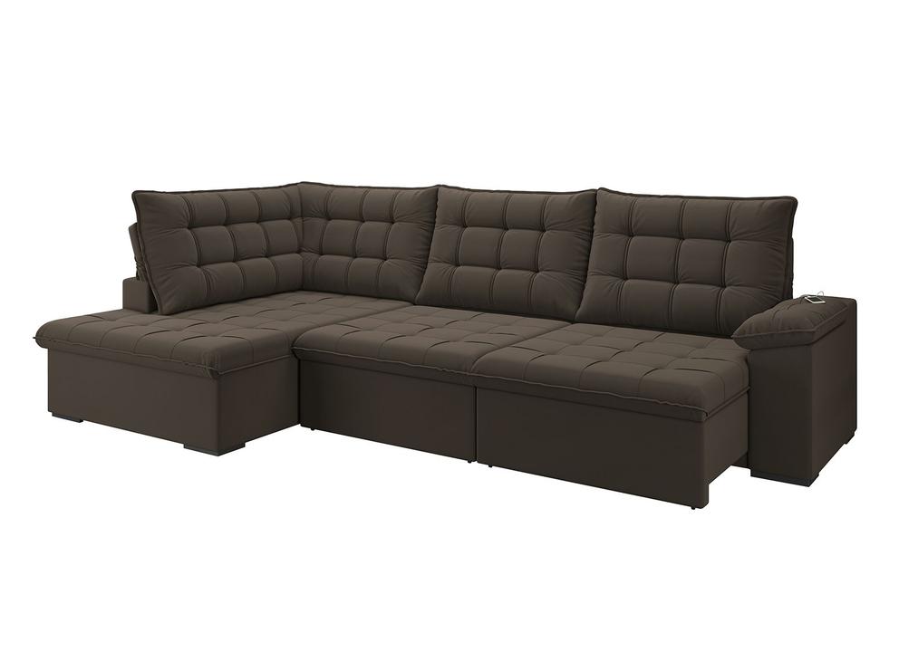 Sofá de Canto 6 Lugares Retrátil Reclinável Suede Veludo Dallas Flexforma Estofados - 3