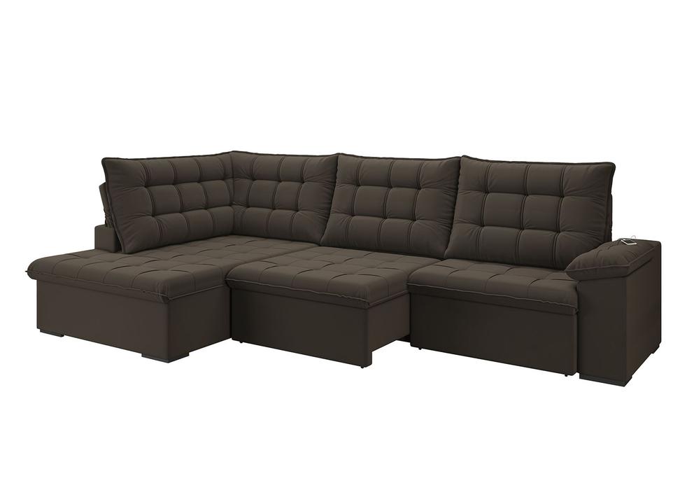 Sofá de Canto 6 Lugares Retrátil Reclinável Suede Veludo Dallas Flexforma Estofados - 4