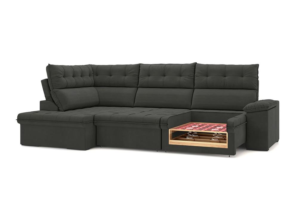 Sofá de Canto 6 Lugares Retrátil Reclinável Suede Veludo Madrid Flexforma Estofados - 3