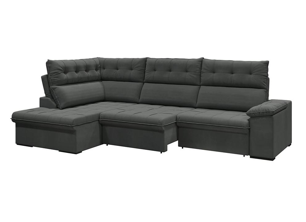 Sofá de Canto 6 Lugares Retrátil Reclinável Suede Veludo Madrid Flexforma Estofados - 2