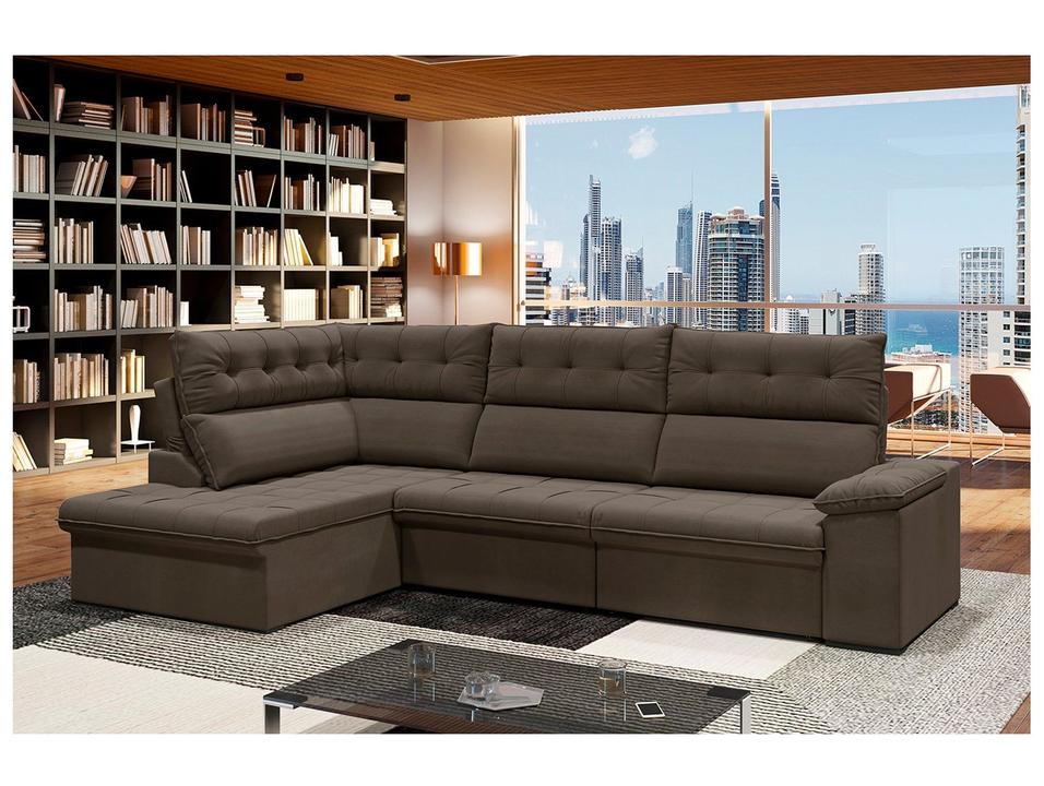 Sofá de Canto 6 Lugares Retrátil Reclinável Suede Veludo Madrid Flexforma Estofados - 2