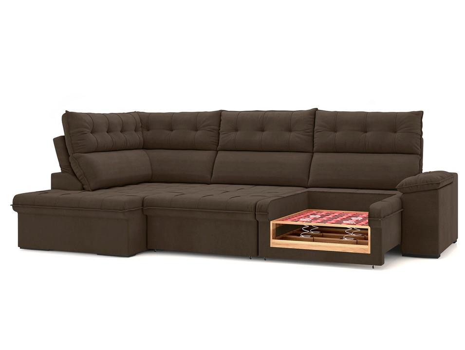 Sofá de Canto 6 Lugares Retrátil Reclinável Suede Veludo Madrid Flexforma Estofados - 6