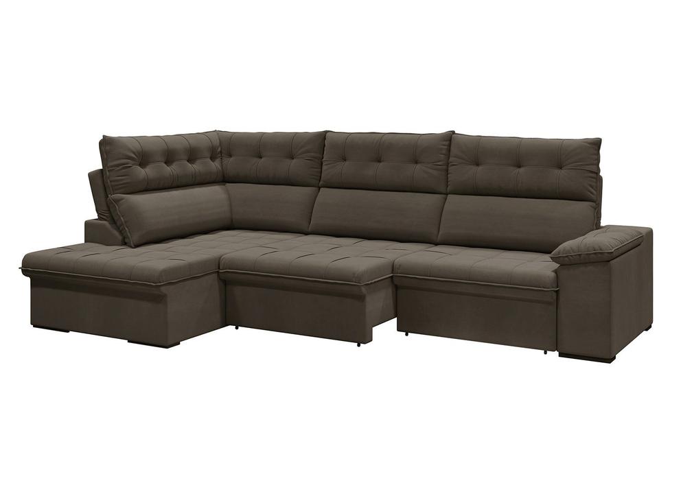 Sofá de Canto 6 Lugares Retrátil Reclinável Suede Veludo Madrid Flexforma Estofados - 4