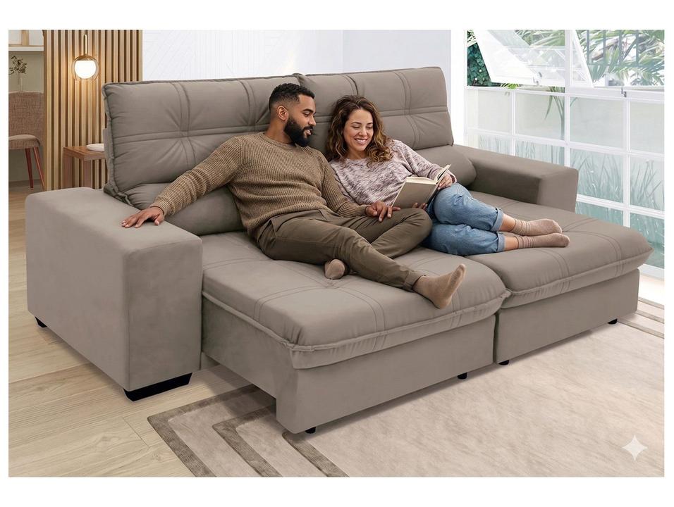 Sofá Retrátil Reclinável 3 Lugares Suede Brunello Linoforte - 1