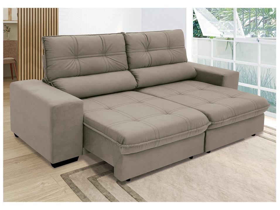 Sofá Retrátil Reclinável 3 Lugares Suede Brunello Linoforte - 2