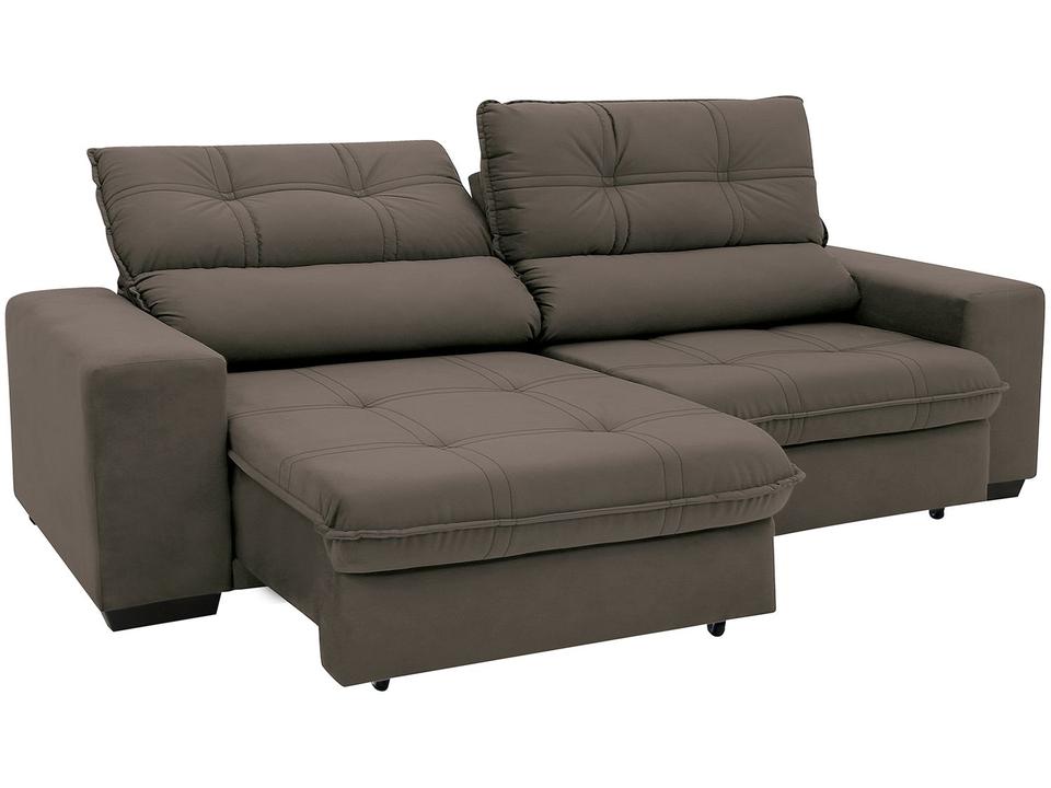 Sofá Retrátil Reclinável 3 Lugares Suede Brunello - 4