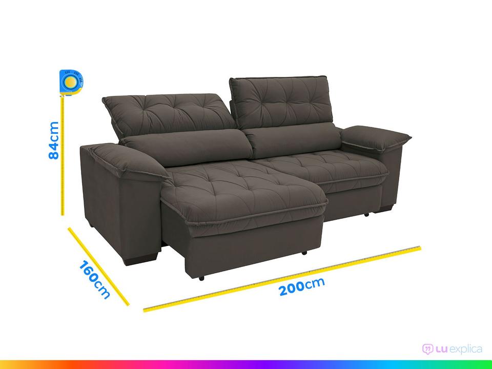 Sofá Retrátil Reclinável 3 Lugares Suede Hannover Linoforte - 10