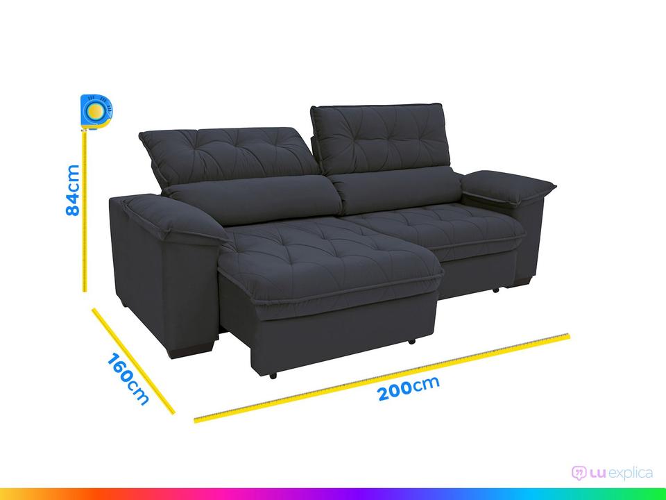 Sofá Retrátil Reclinável 3 Lugares Suede Hannover Linoforte - 10