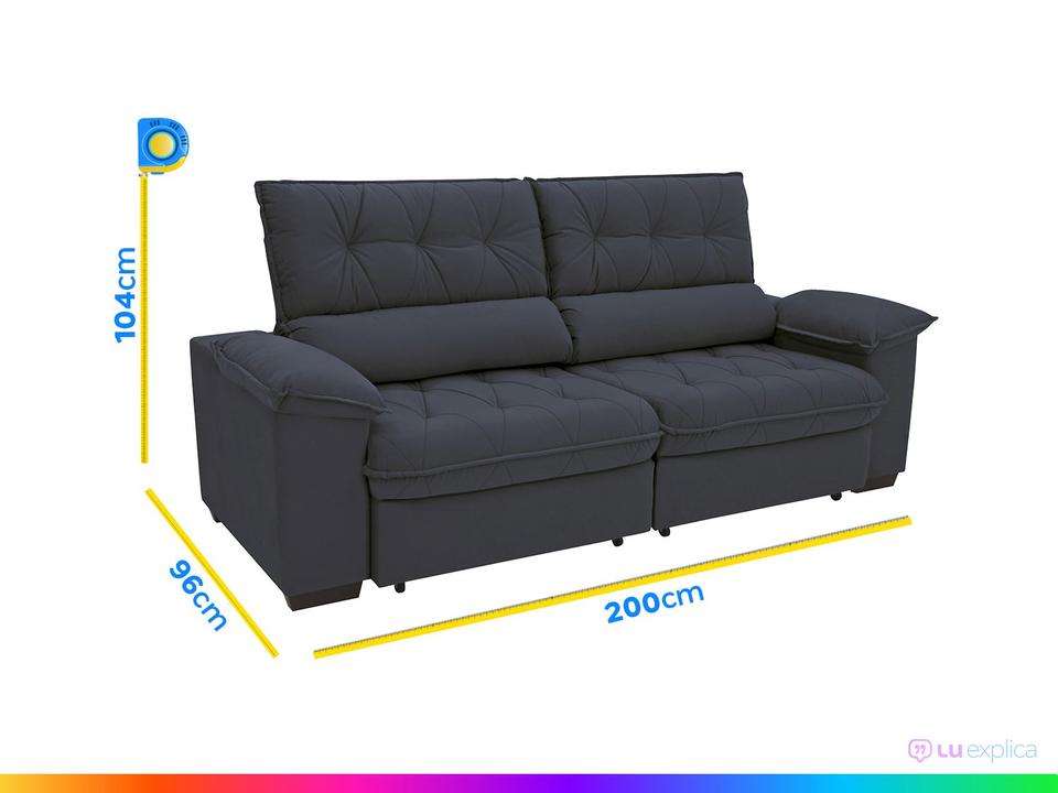 Sofá Retrátil Reclinável 3 Lugares Suede Hannover Linoforte - 11