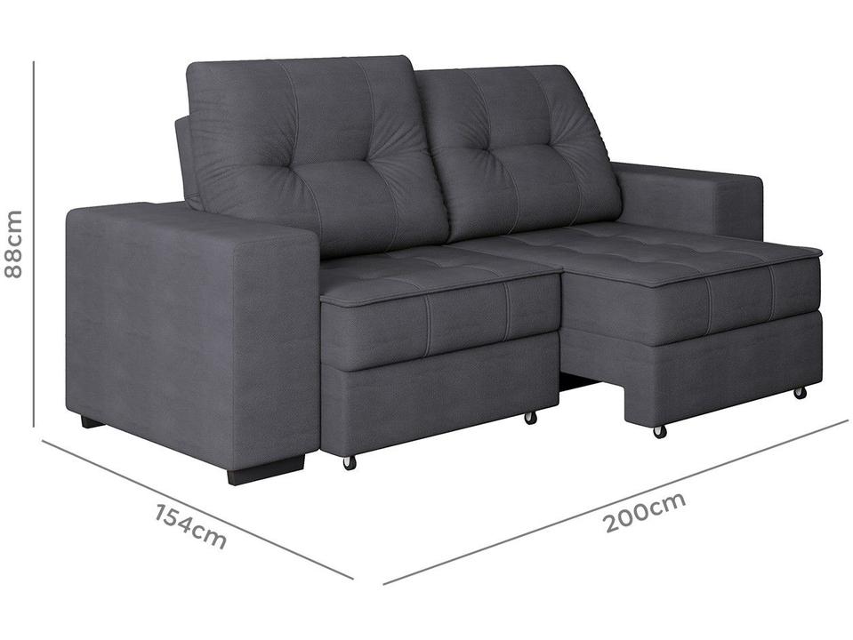 Sofá Retrátil Reclinável 3 Lugares Suede Moviment Artesano Linoforte - 6